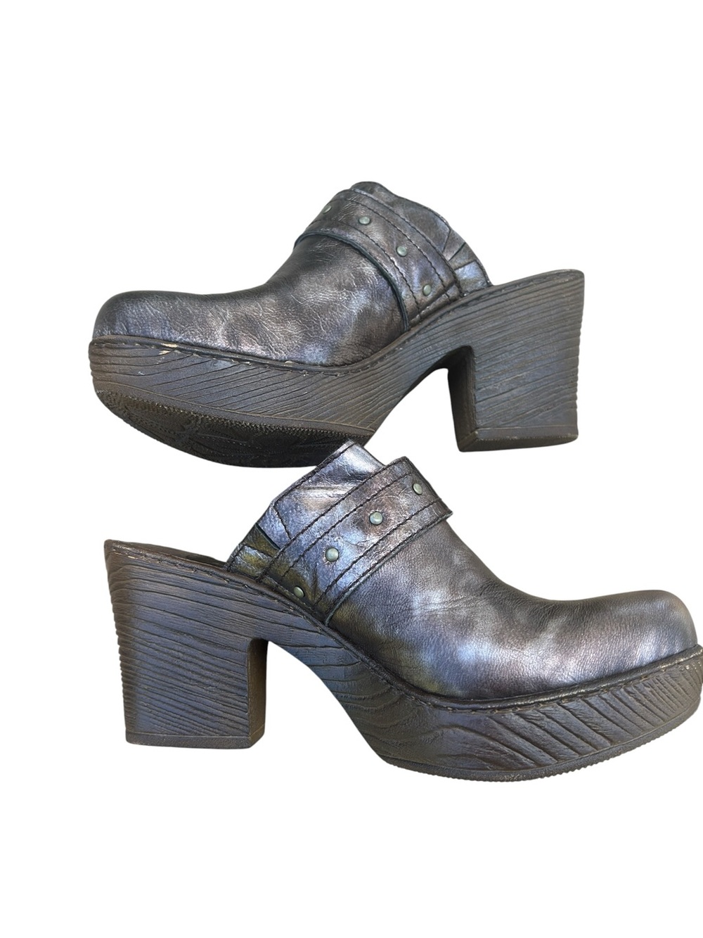 BOC Born Patos Brown Leather Platform Clog Mules Women’s Size 9 Buckle Heels